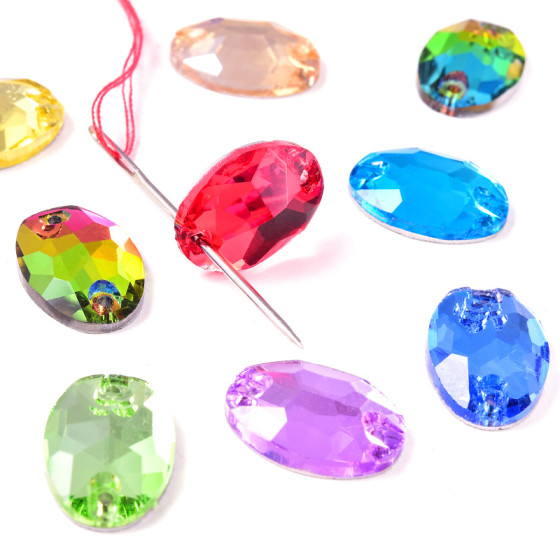 Hot Sale Bulk Rhinestone Sewing Bling Shine Oval Shape Glass Crystal Sew on Rhinestone for Performance Costumes